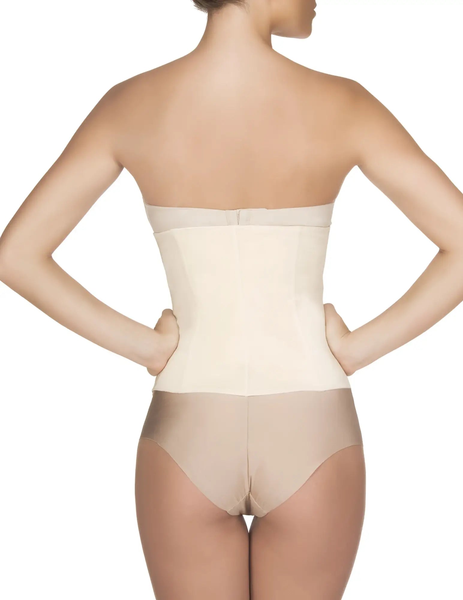 Vedette 103 Renee waist cincher in nude with a smooth seamless design and adjustable straps for shaping