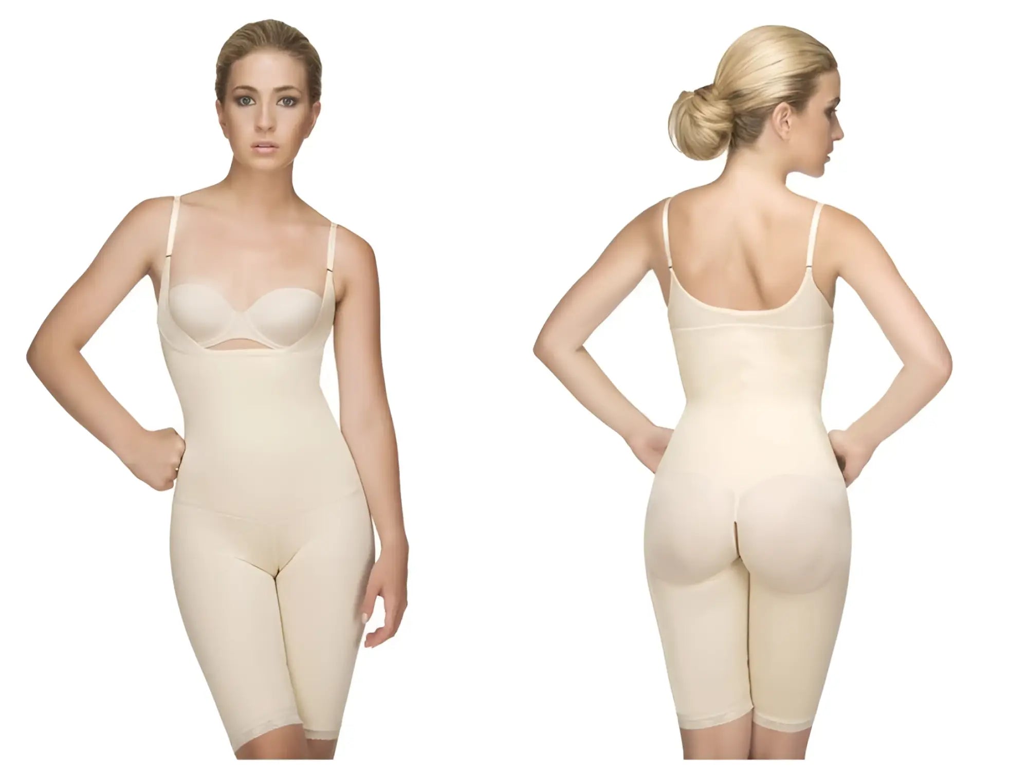 Vedette 104 stephanie full body shaper nude beige seamless bodysuit with thin straps and smooth form-fitting design