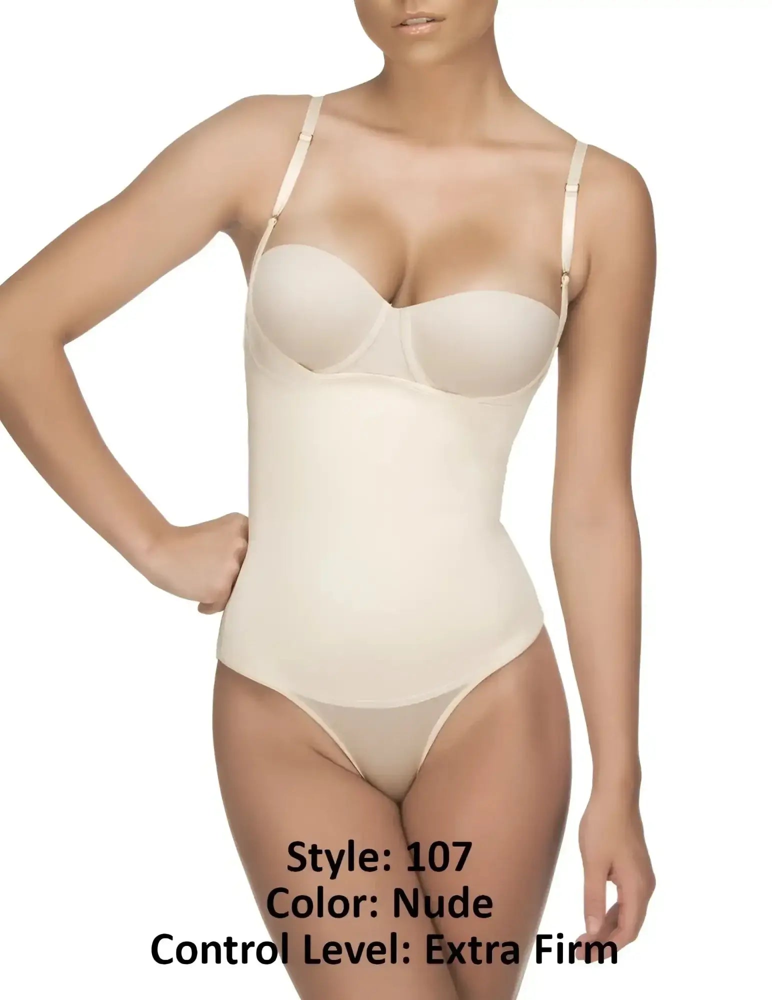 Nude vedette 107 evonne underbust bodysuit with extra firm shaping thin adjustable straps and seamless design