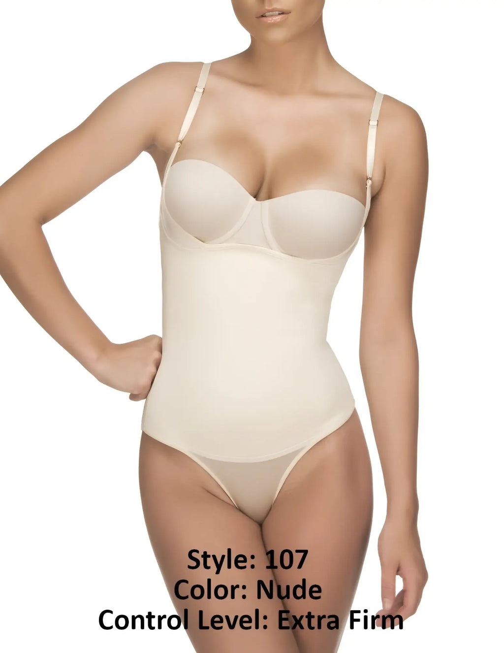 Nude vedette 107 evonne underbust bodysuit with extra firm shaping thin adjustable straps and seamless design