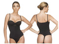 Black seamless vedette 111 evonne underbust bodysuit with thin straps and form-fitting thong design