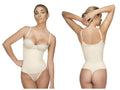 Beige Vedette 111 Evonne underbust thong bodysuit with thin straps and seamless body-shaping nude design