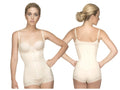 Vedette 136 megane open bust bodysuit nude color cream lace trim adjustable straps front zipper body shaper