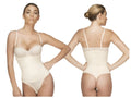 Beige vedette 211 nadine seamless body shaper with thin straps and smooth form fitting design in nude thong color