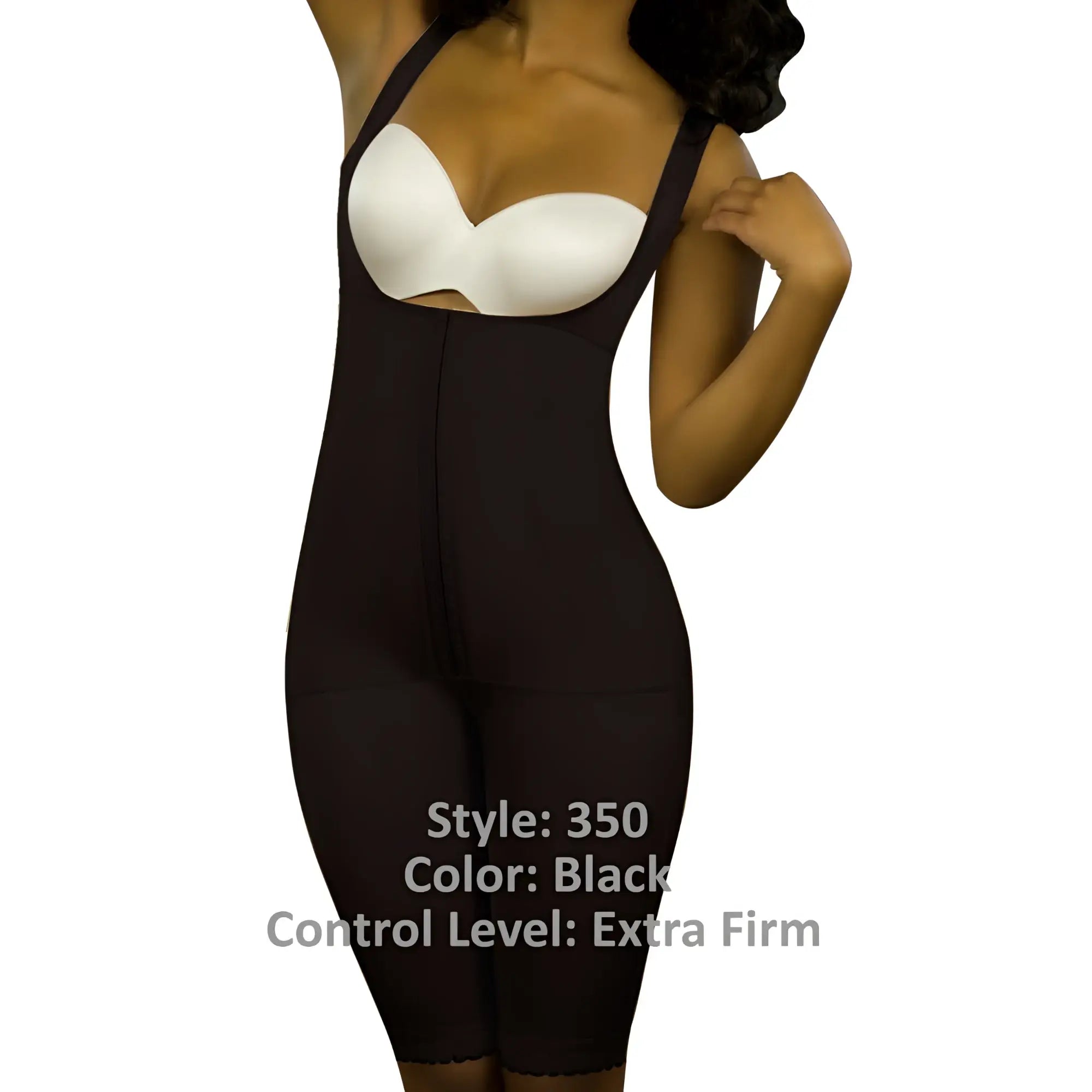 Vedette 350 Marcelle black high back full body shaper with extra firm control and white underwire bra insert