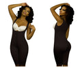 Black and white Vedette 350 Marcelle high back full body shaper with supportive bra-like top in black color