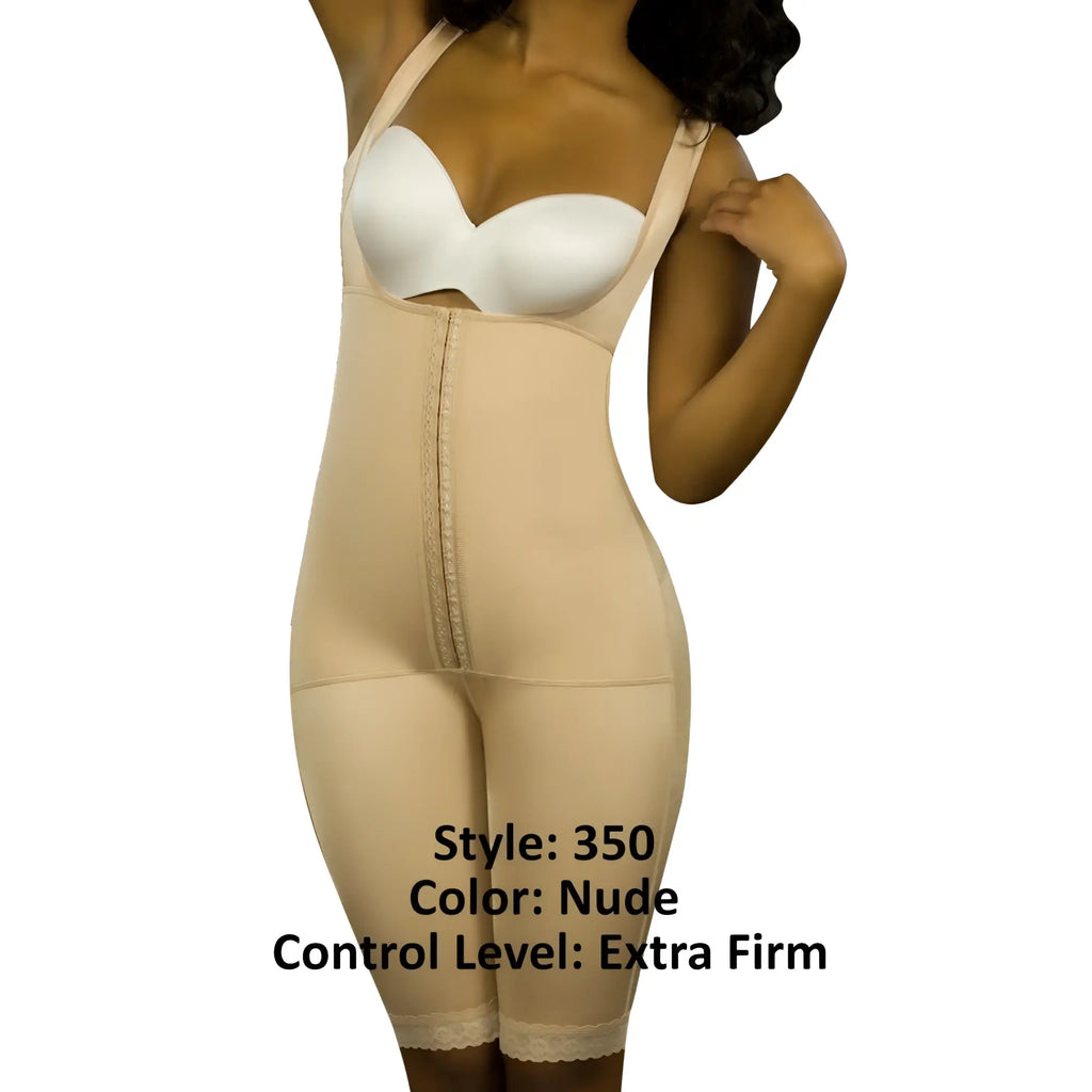 Nude vedette 350 marcelle high back full body shaper with extra firm control lace trim and central zipper