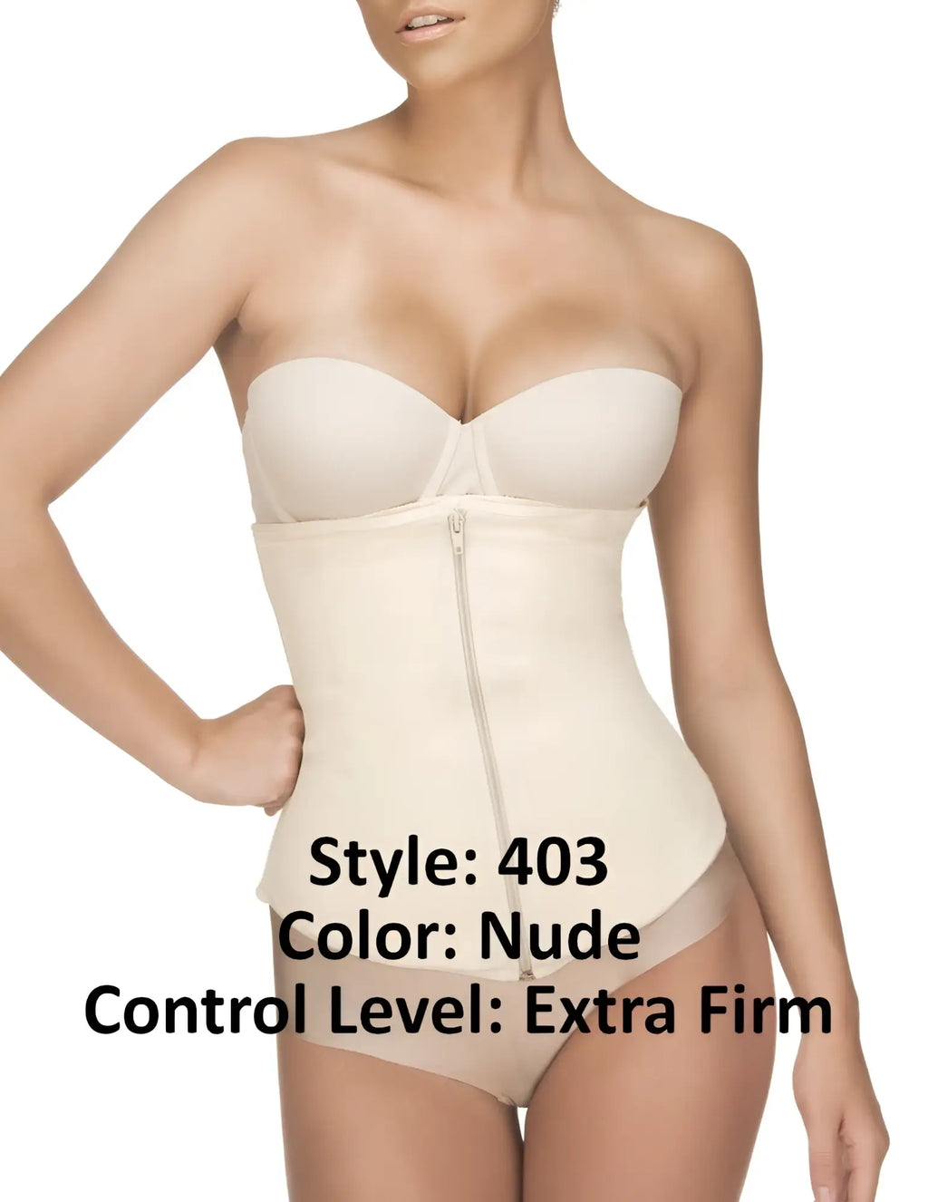 Nude Vedette 403 Gigi waist cincher with extra firm waist control seamless design and front zipper closure