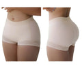 Cream-colored nude vedette 5092 butt lifter shaper short underwear with high waist and delicate lace trim on leg openings