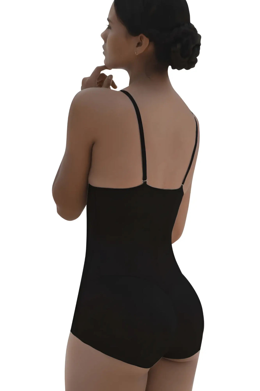 Black vedette 5099 strapless body shaper butt lifter swimsuit with thin straps and smooth bodycon design