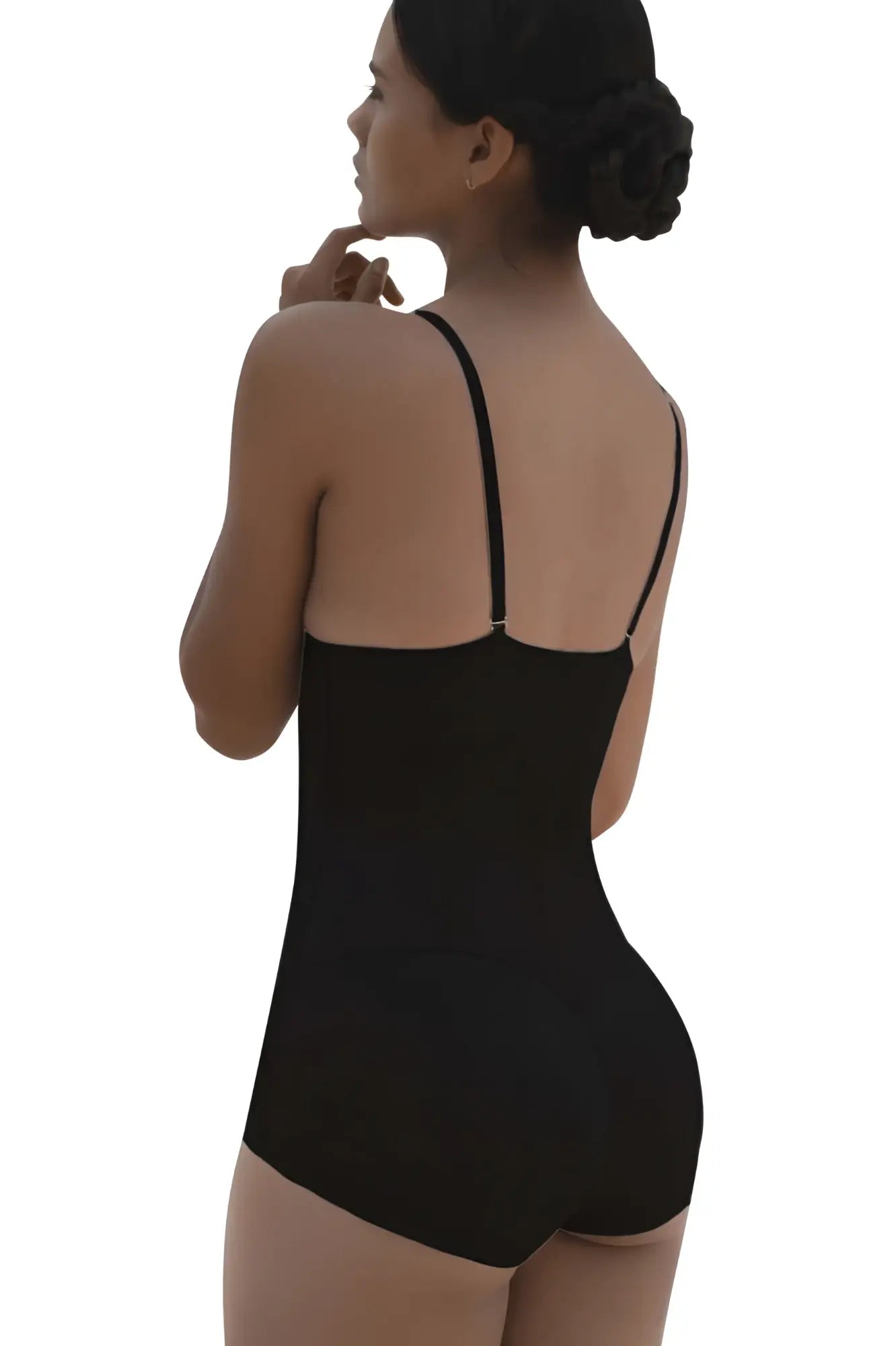 Black vedette 5099 strapless body shaper butt lifter swimsuit with thin straps and smooth bodycon design