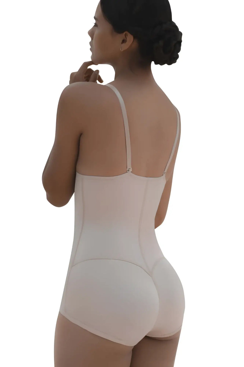 Beige vedette 5099 seamless strapless body shaper with adjustable straps and smooth form-fitting design in nude color