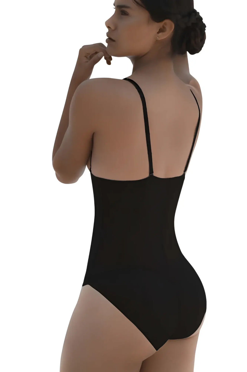 Black vedette 5108 strapless body shaper butt lifter one-piece bodycon swimsuit with thin spaghetti straps