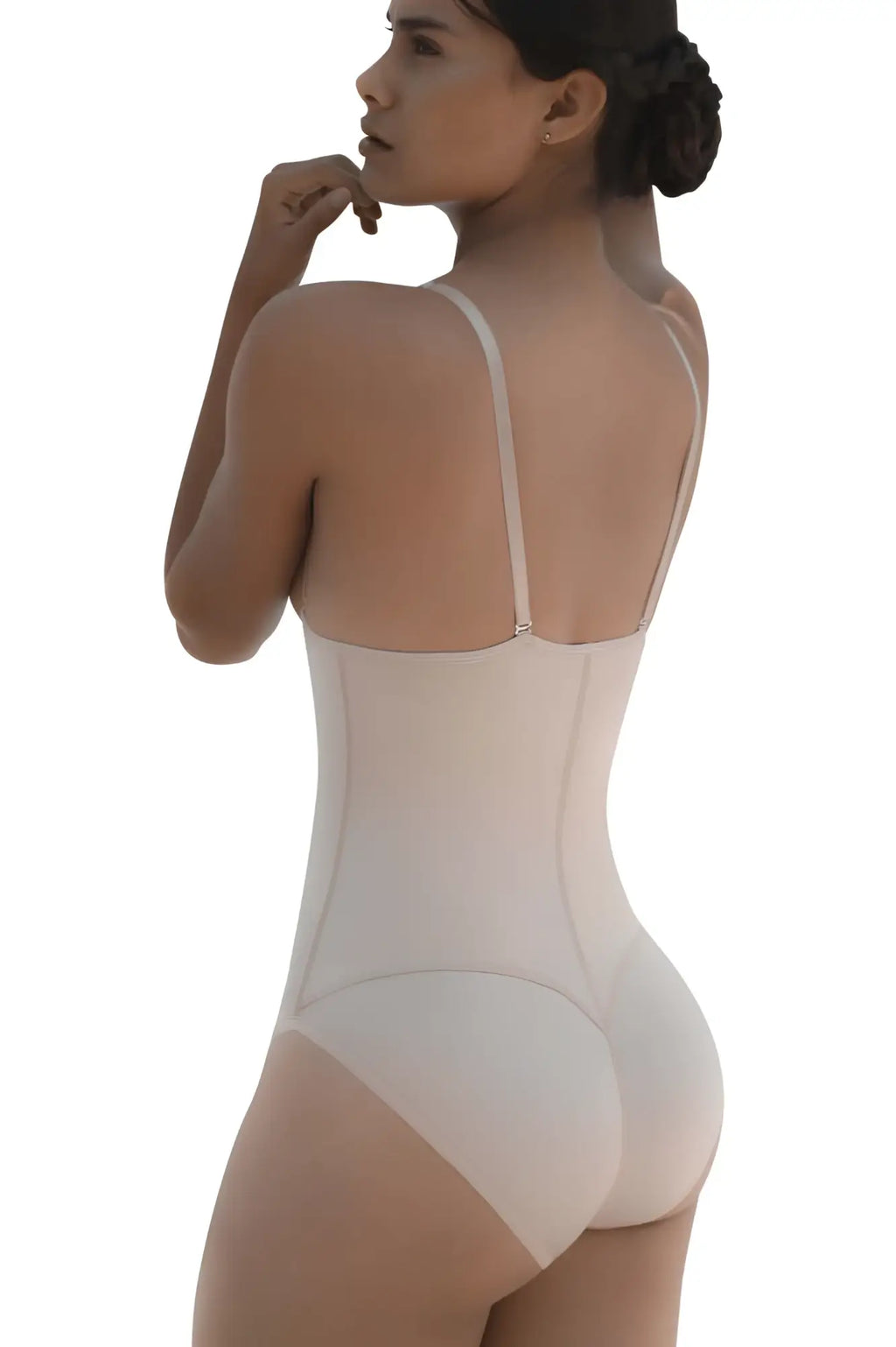 Beige vedette 5108 strapless body shaper butt lifter with thin straps and smooth form-fitting design in nude color