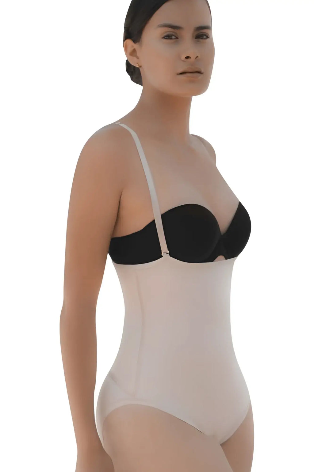 Vedette 5108 strapless body shaper butt lifter in black and beige with thin straps for a nude look