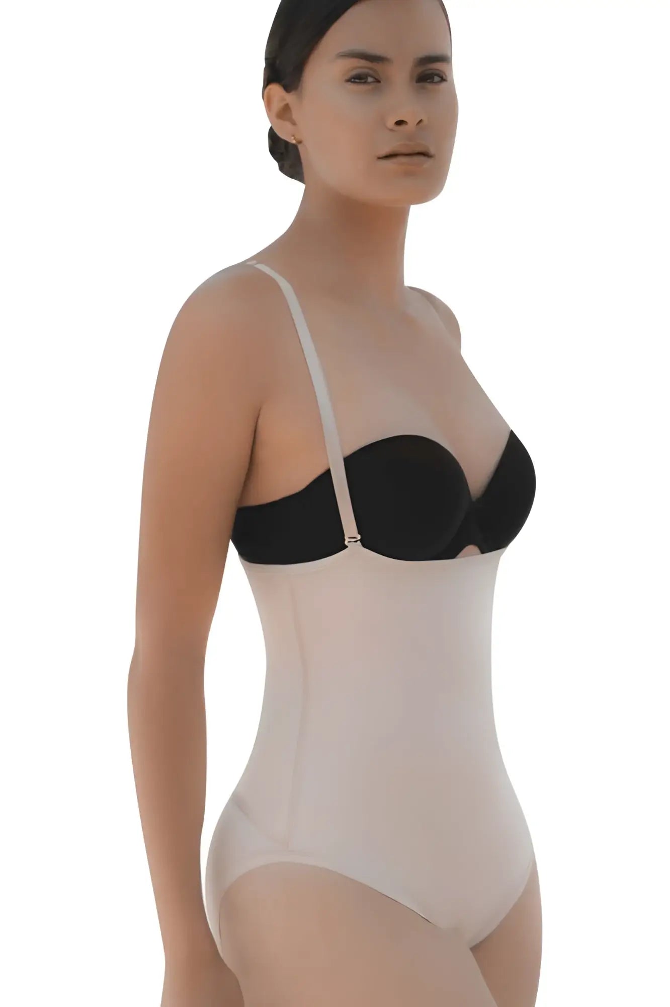 Vedette 5108 strapless body shaper butt lifter in black and beige with thin straps for a nude look