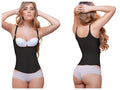 Black vedette 900 belle underbust corset shapewear bodysuit with thin straps and white bra insert