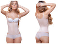 Beige vedette 900 belle underbust corset with white underwire bra and matching briefs for shapewear and support