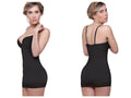 Black Vedette 917 Abella shaping skirt bodysuit with thin spaghetti straps and fitted silhouette in seamless bodycon style
