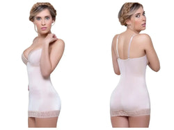 Vedette 917 Abella shaping skirt bodysuit nude color with form-fitting design and delicate lace trim hemline