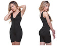 Black seamless Vedette 944 Celeste front zipper bodycon bodysuit with short legs and compression garment design