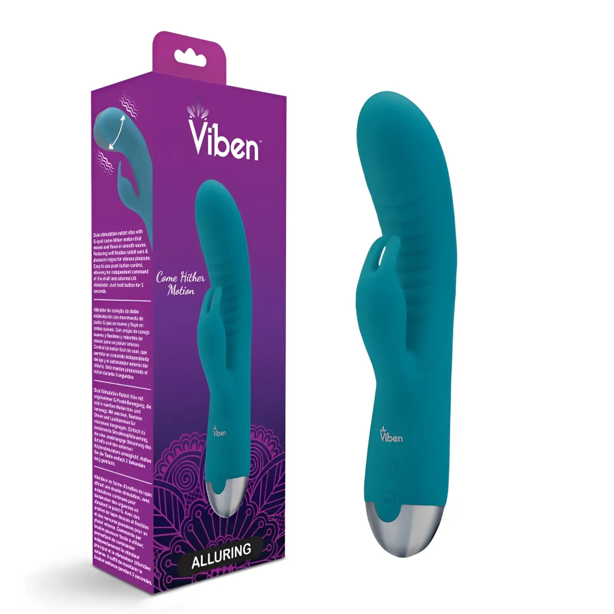 Teal viben alluring dual vibration wand with silver tipped base and textured grip for intimate pleasure ocean color