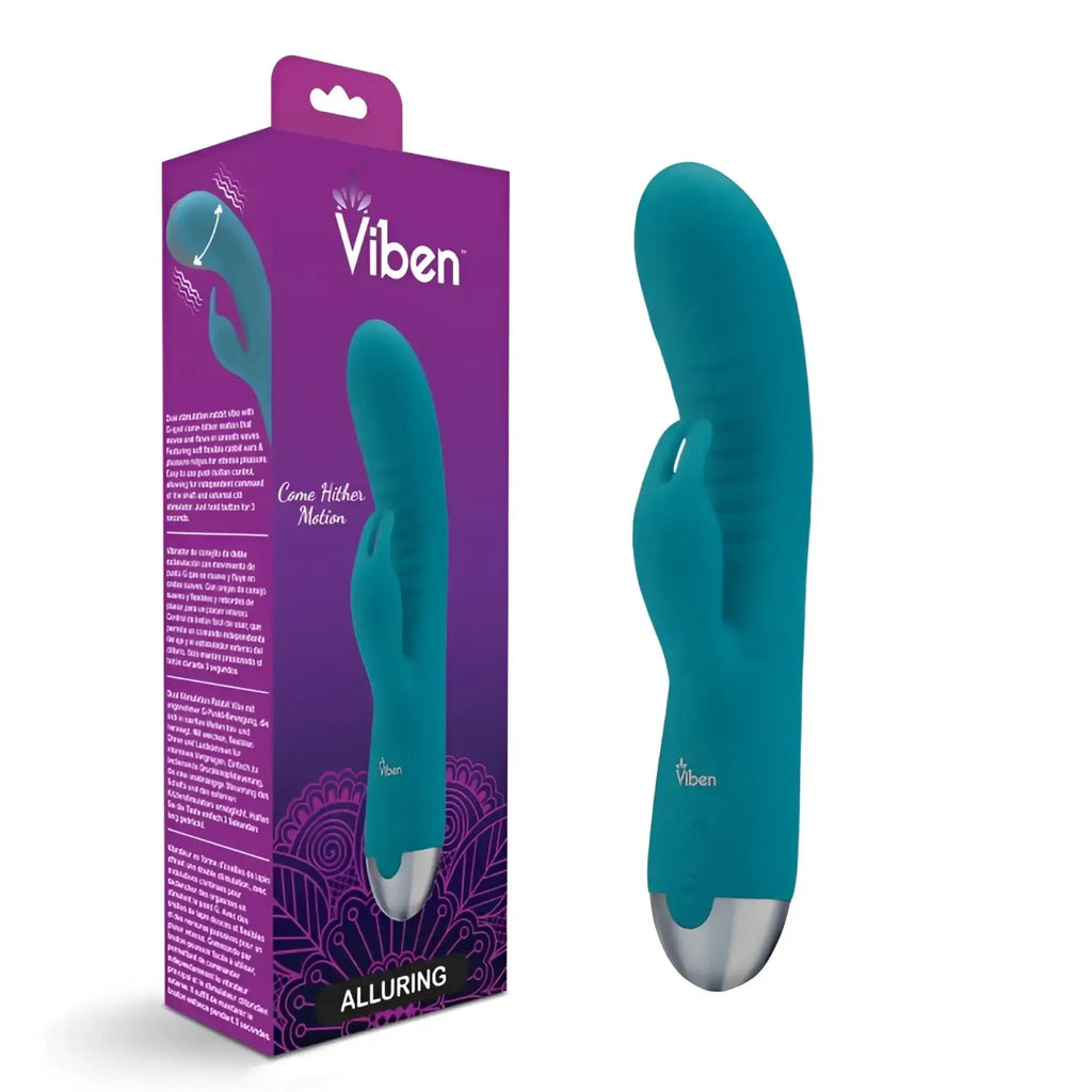 Teal viben alluring dual vibration wand with silver tipped base and textured grip for intimate pleasure ocean color