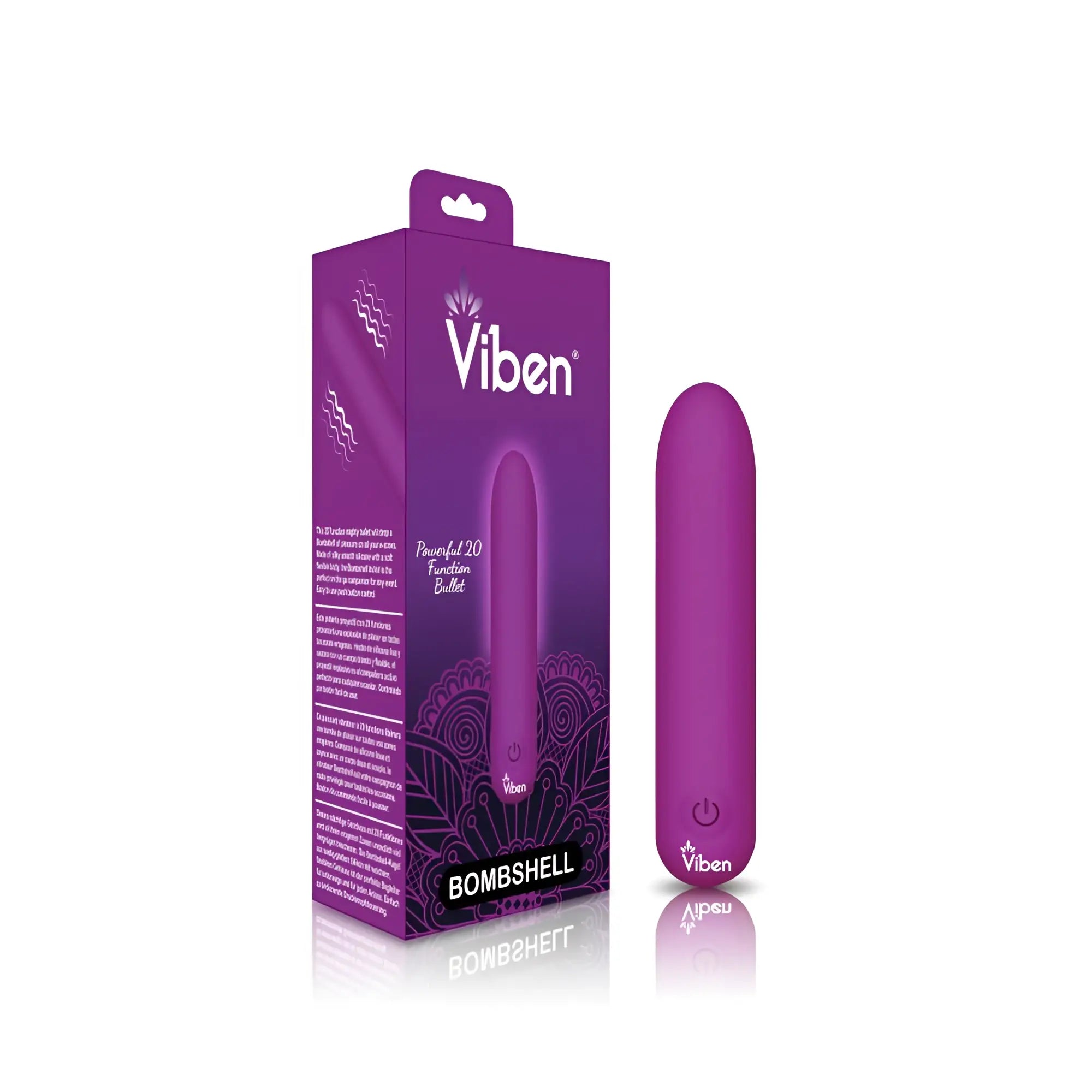 Purple viben bombshell 5 speed 9.5cm usb rechargeable bullet vibrator with 20 functions and berry color finish
