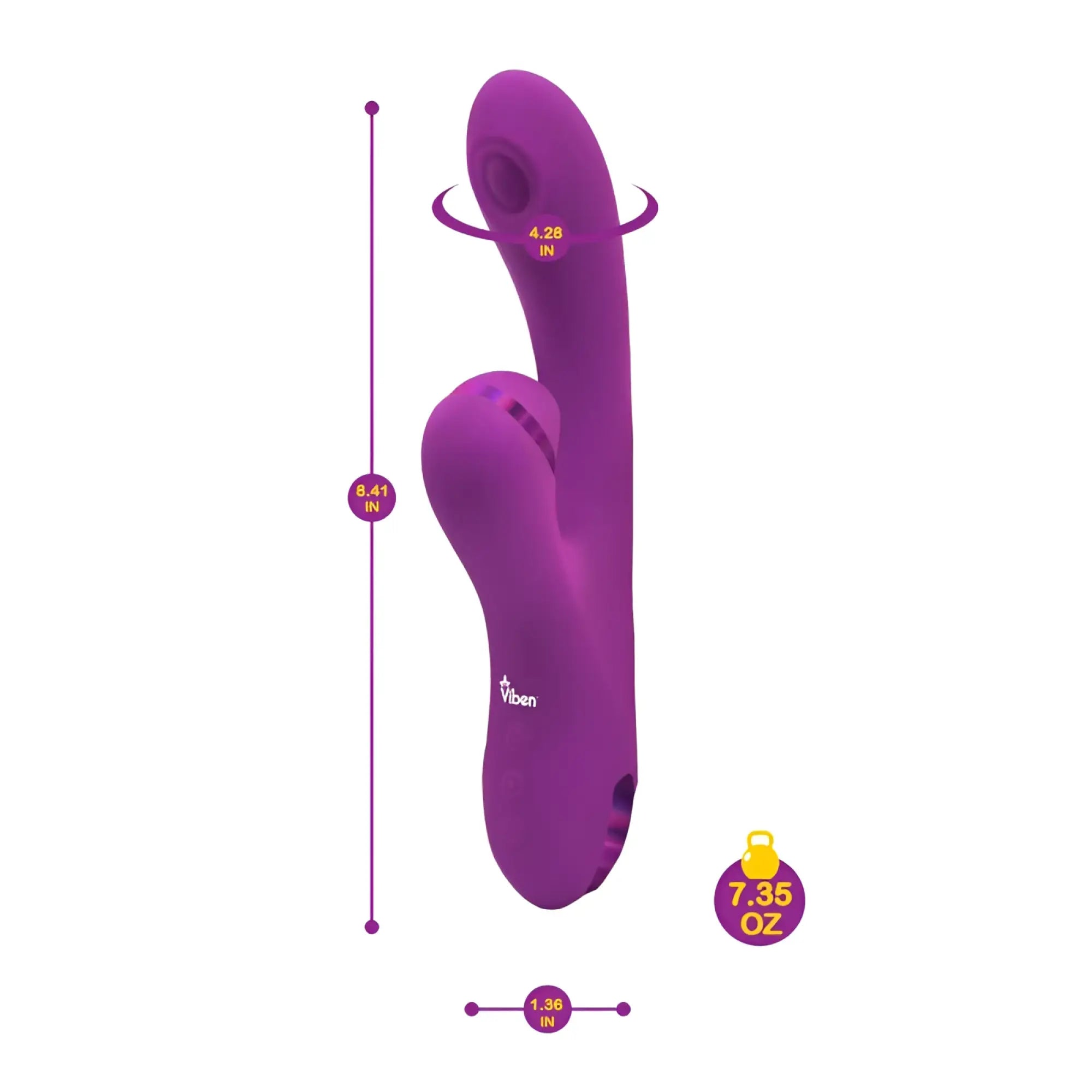 Viben viben dazzle rechargeable thumping rabbit berry adult toy in purple with curved ergonomic silicone design