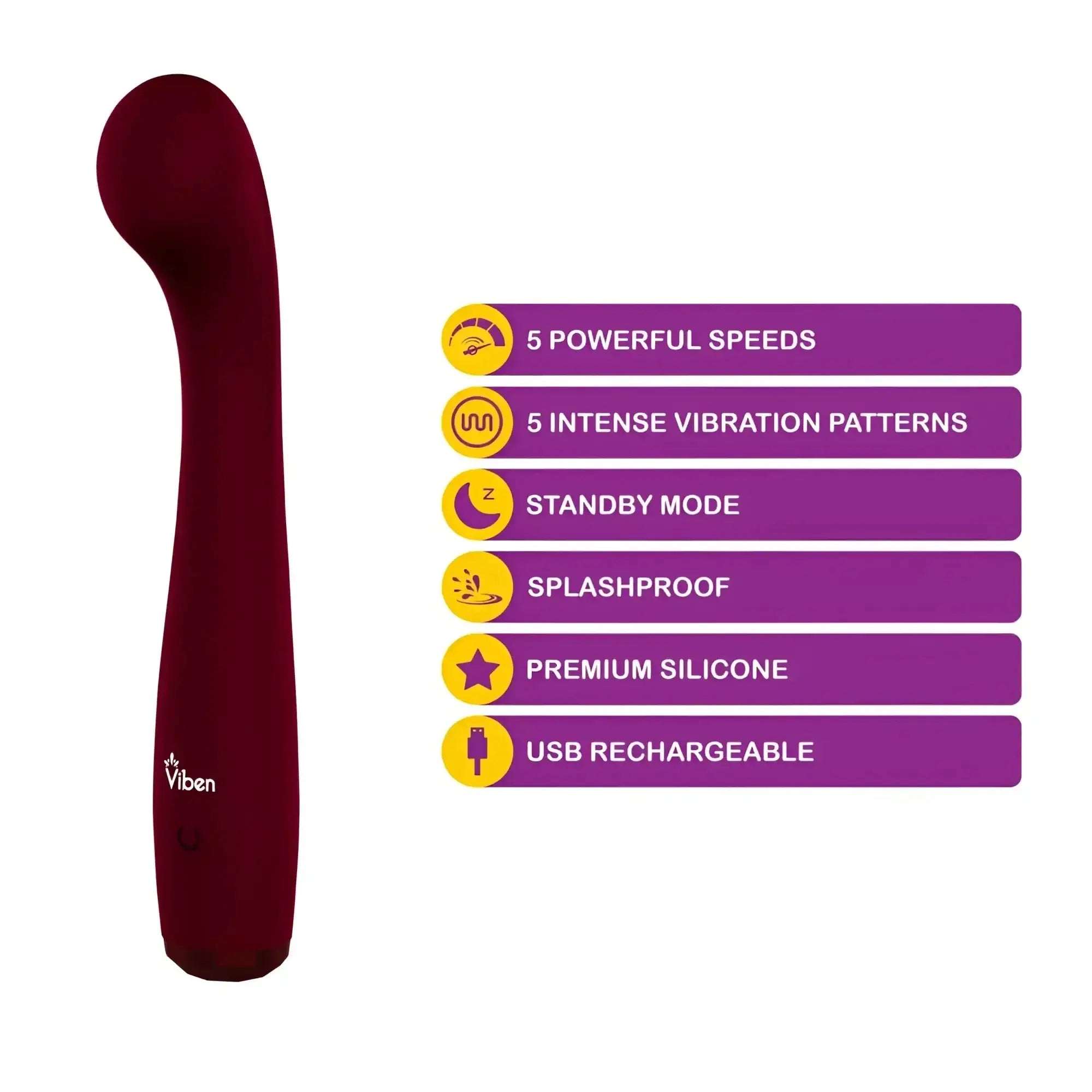 Maroon viben devotion ruby personal vibrational device made of premium silicone with usb rechargeable design