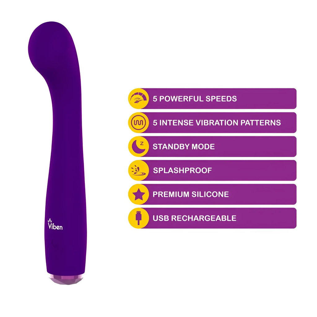 Viben devotion violet purple vibratory toy made of premium silicone with curved ergonomic design