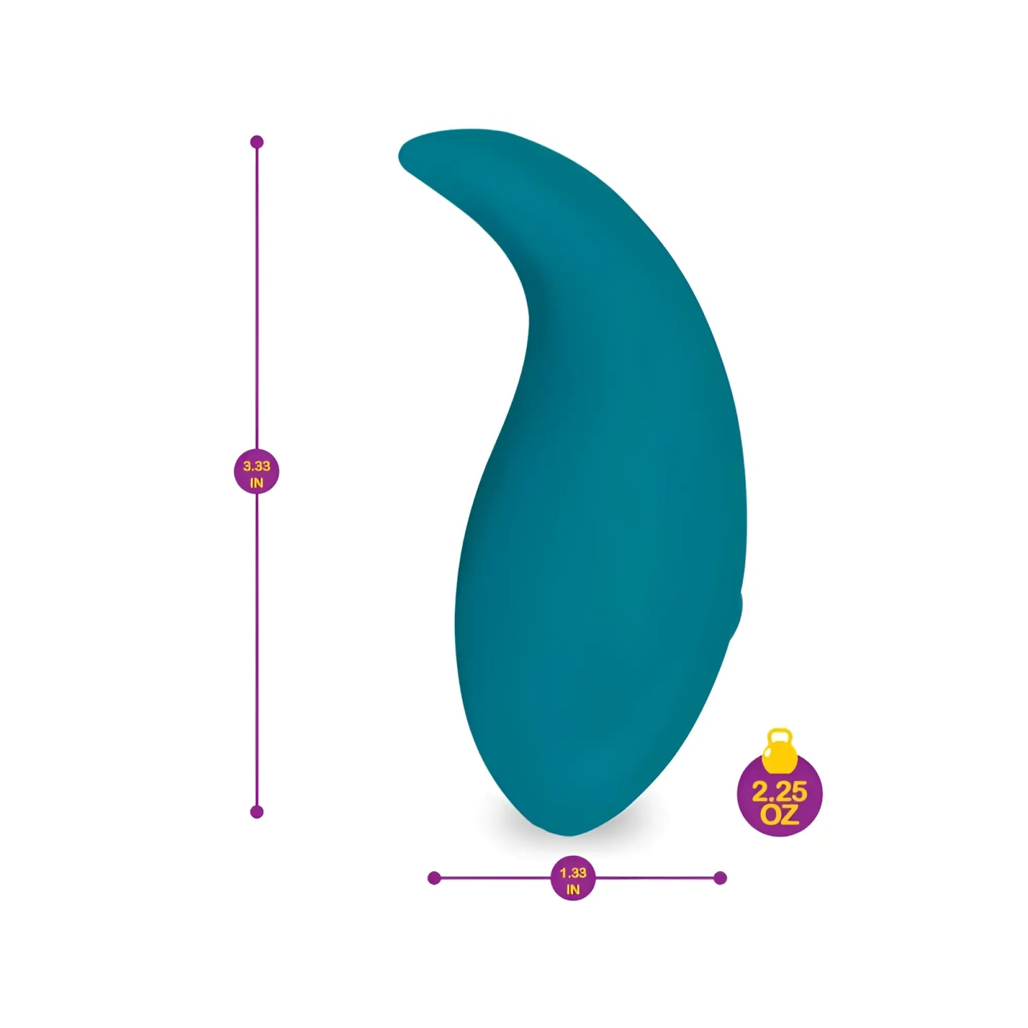 Teal-colored sleekly curved rechargeable vibe with smooth matte finish by Viben designed for pinpoint stimulation