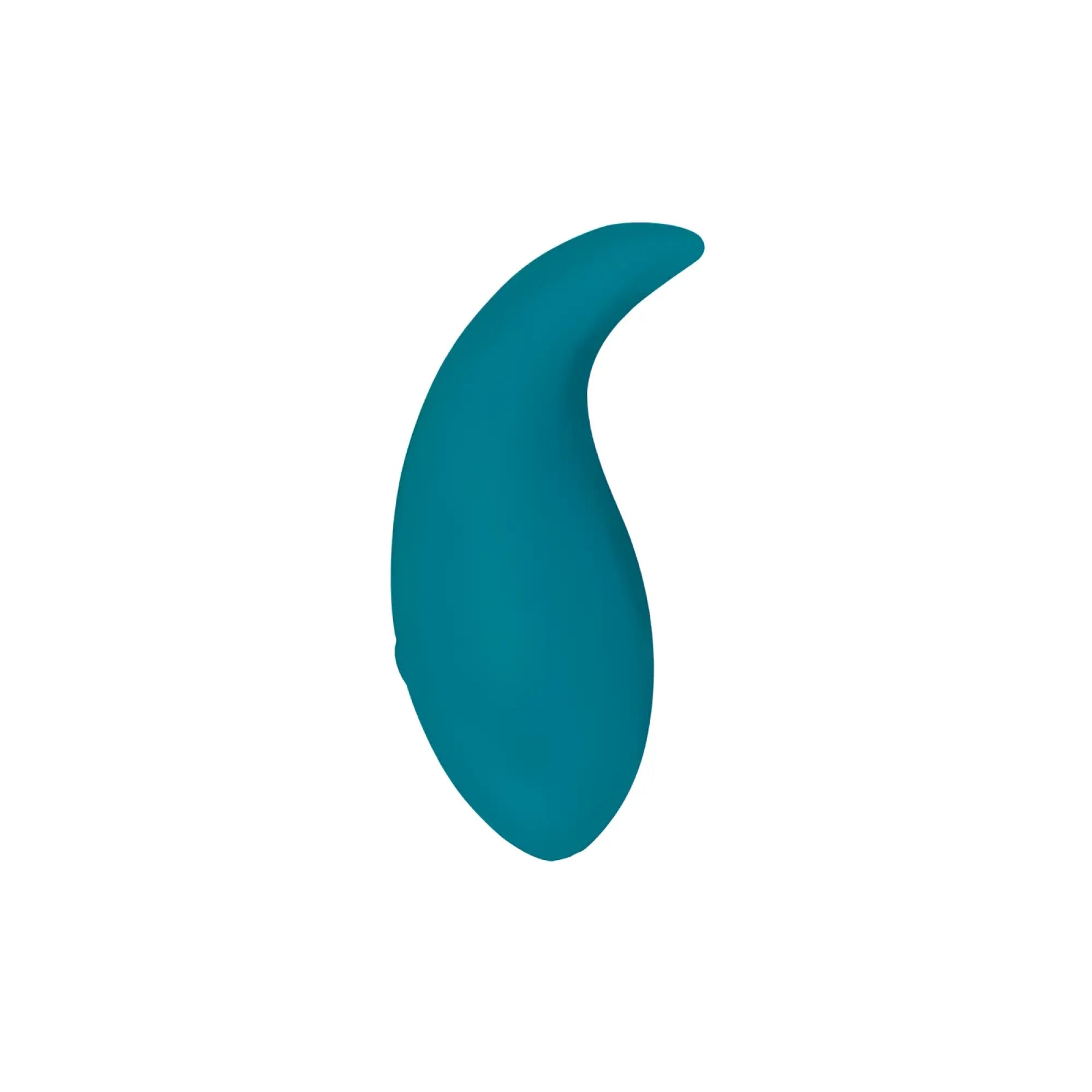 Teal-colored smooth silicone rechargeable vibe with sleek curved design by Viben called elated pinpoint ocean