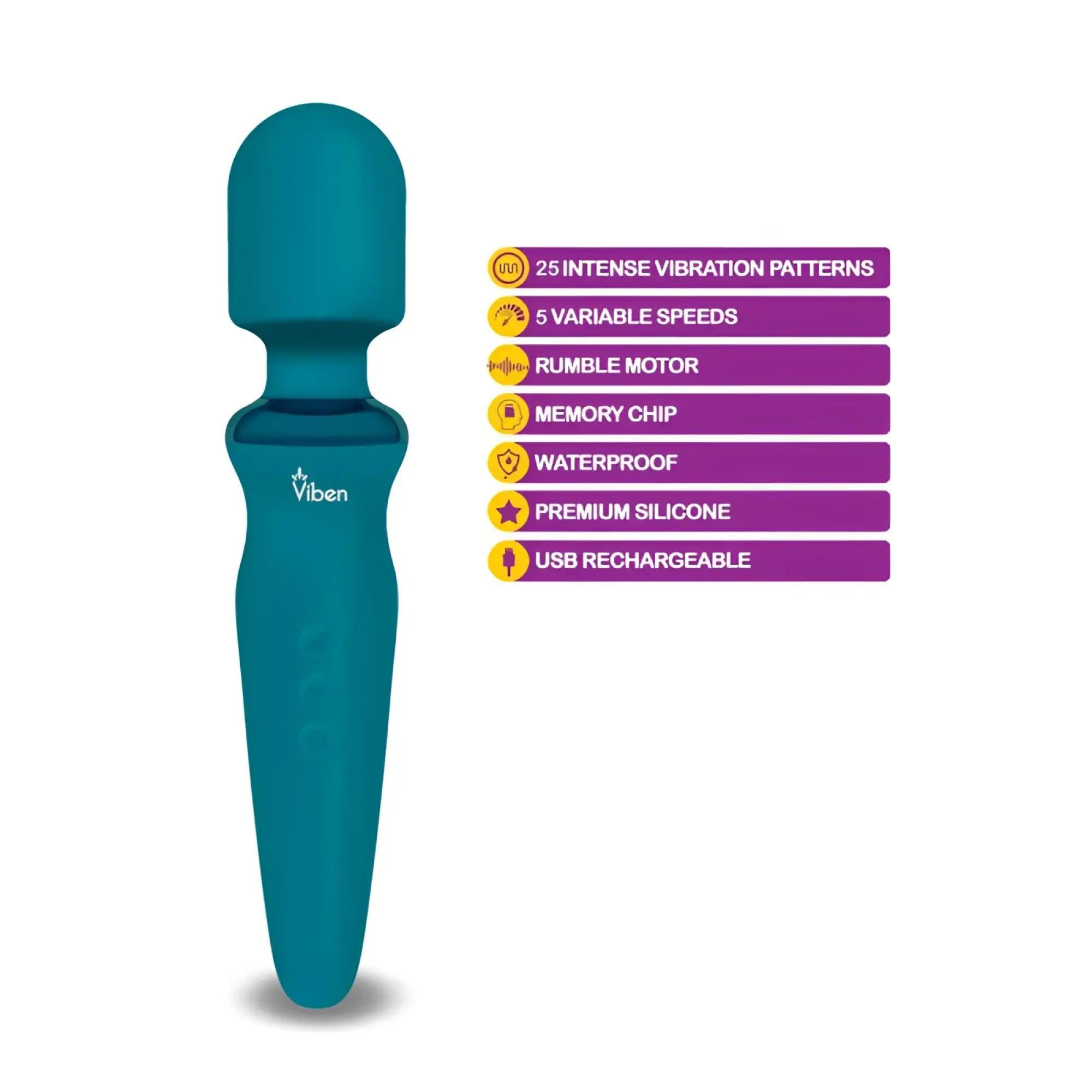 Teal viben fierce rechargeable wand massager made of premium silicone with sleek ergonomic design ocean color