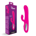 Viben hypnotic thrusting rabbit vibe in hot pink with ergonomic curved handle and central oval opening for stimulation