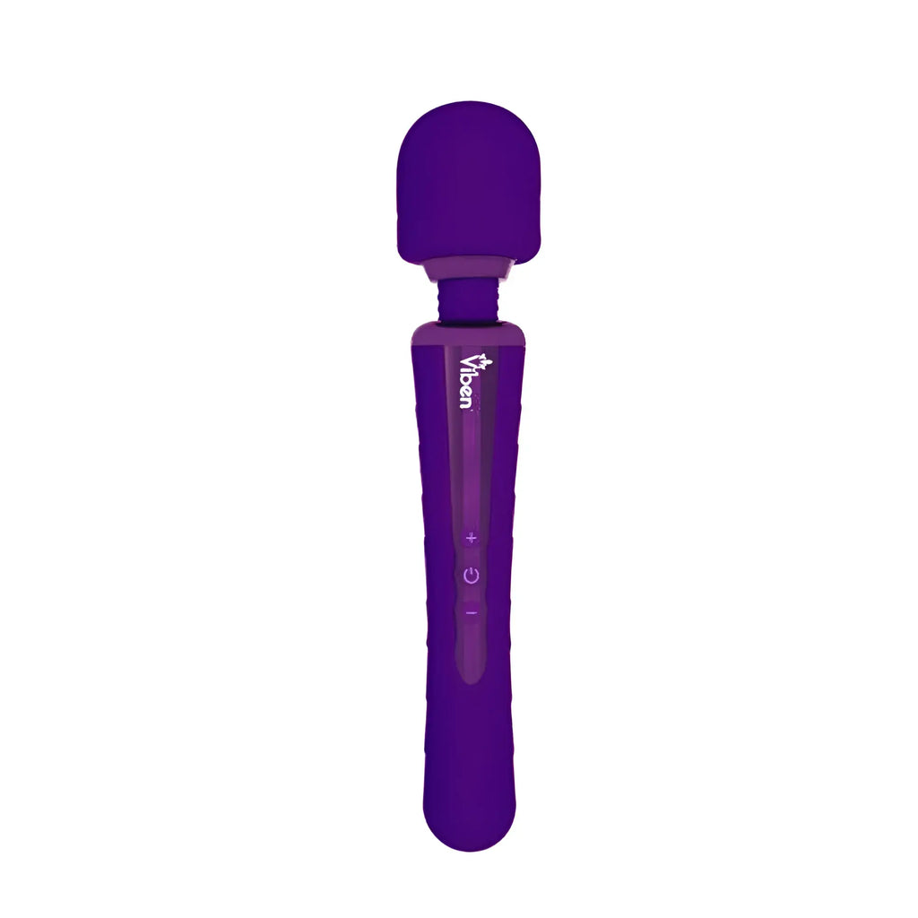 Purple vibeen obsession rechargeable wand massager with rounded head and textured grip for personal massage