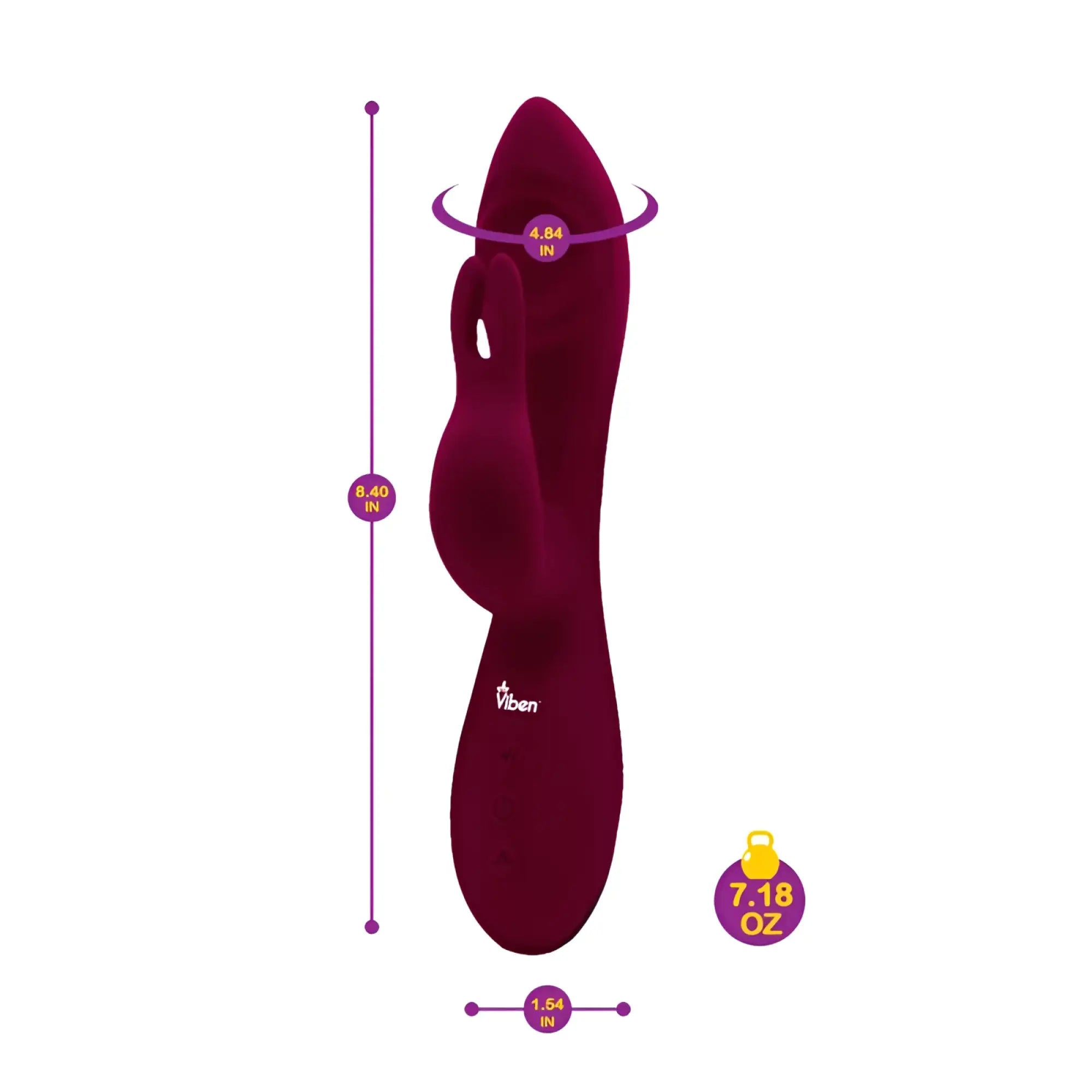 A sleek deep burgundy viben vzazz rechargeable thumping rabbit with smooth curved design and ergonomic handle
