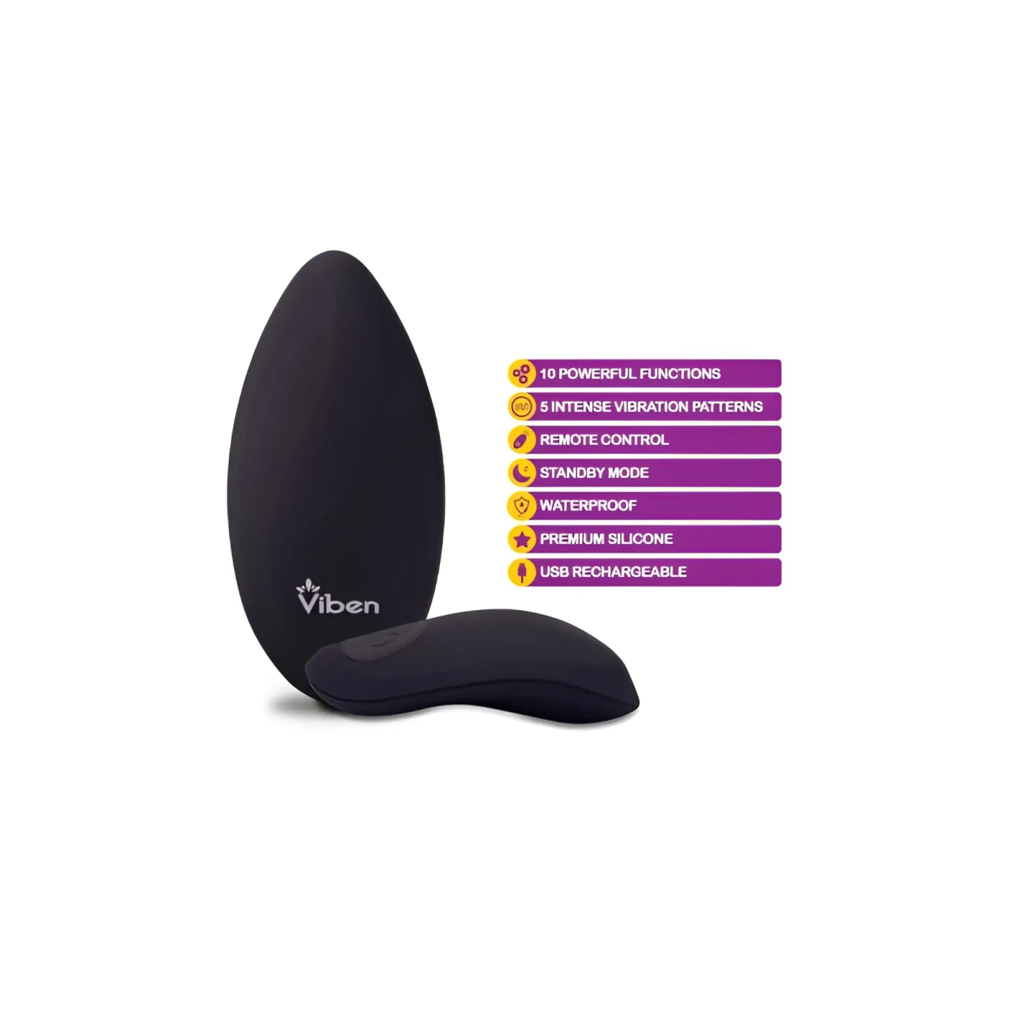 Black Viben Viben racy multi function panty vibe made of premium silicone with matching remote control