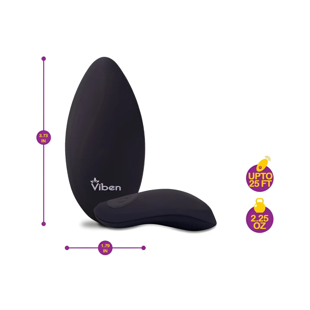 Black viben racy multi function panty vibe with remote featuring smooth, sleek design and ergonomic contours