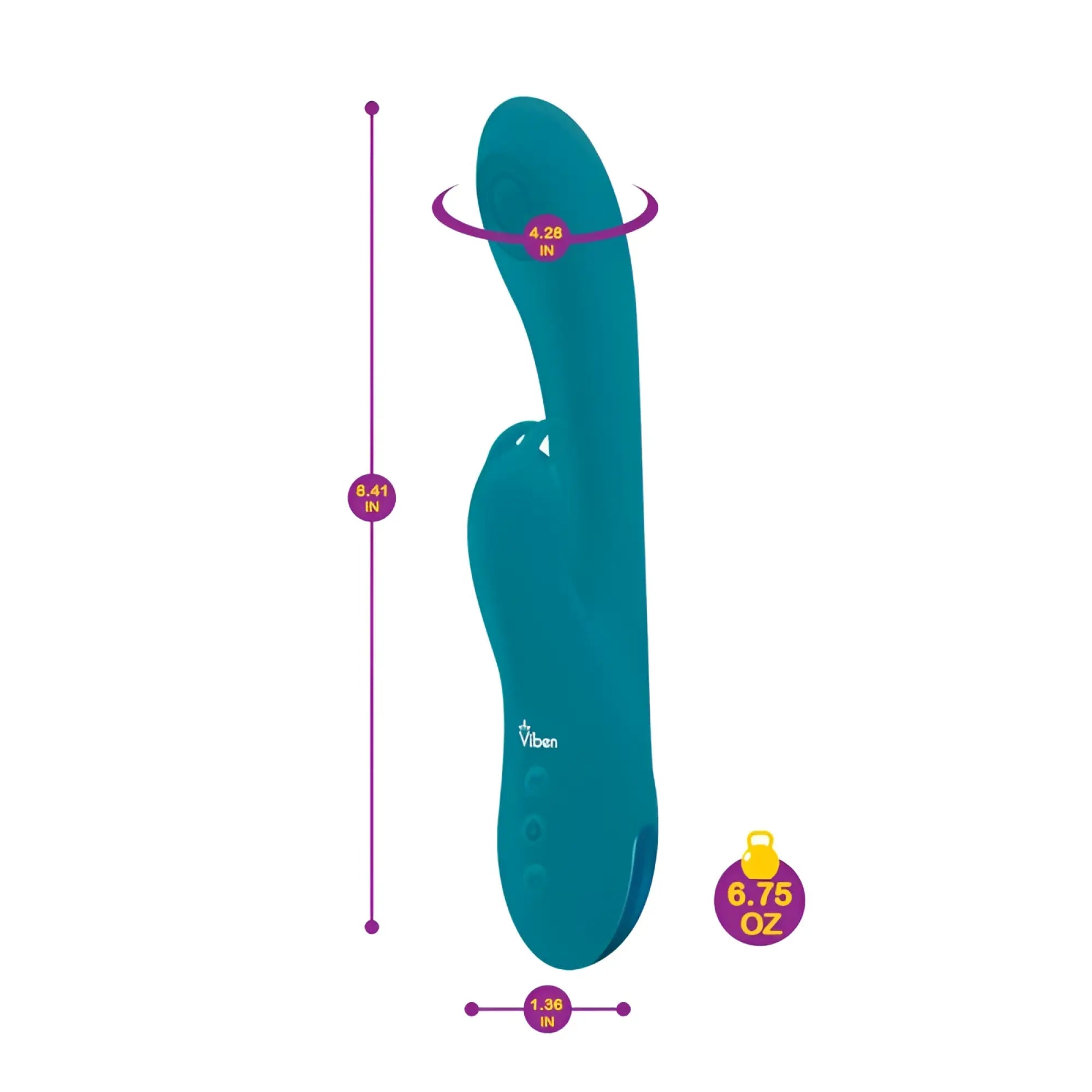 Teal viben razzle rechargeable thumping rabbit adult toy with sleek curved design and smooth surface ocean color
