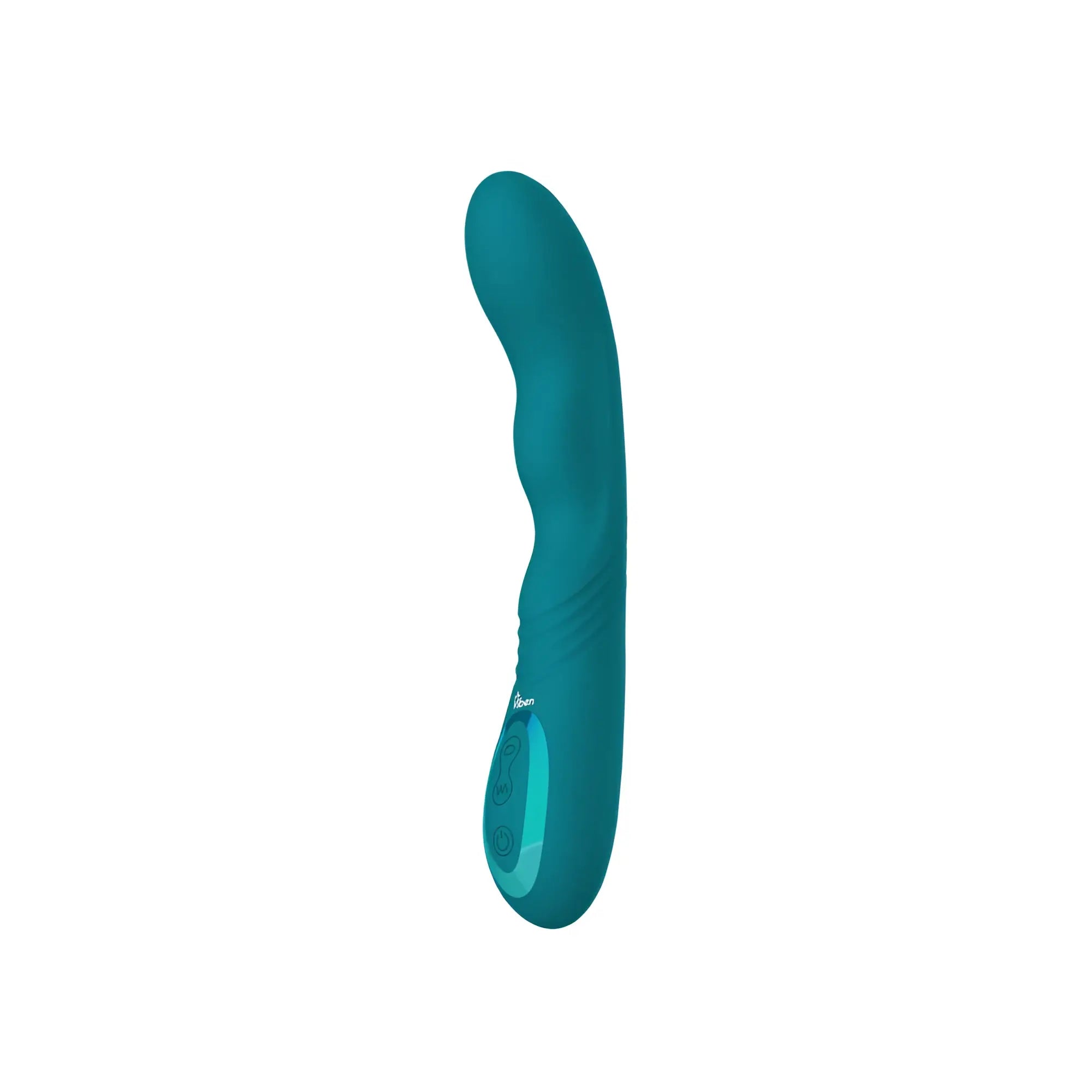 Teal viben swagger ocean adult toy with sleek curves smooth silicone finish and textured grip zones