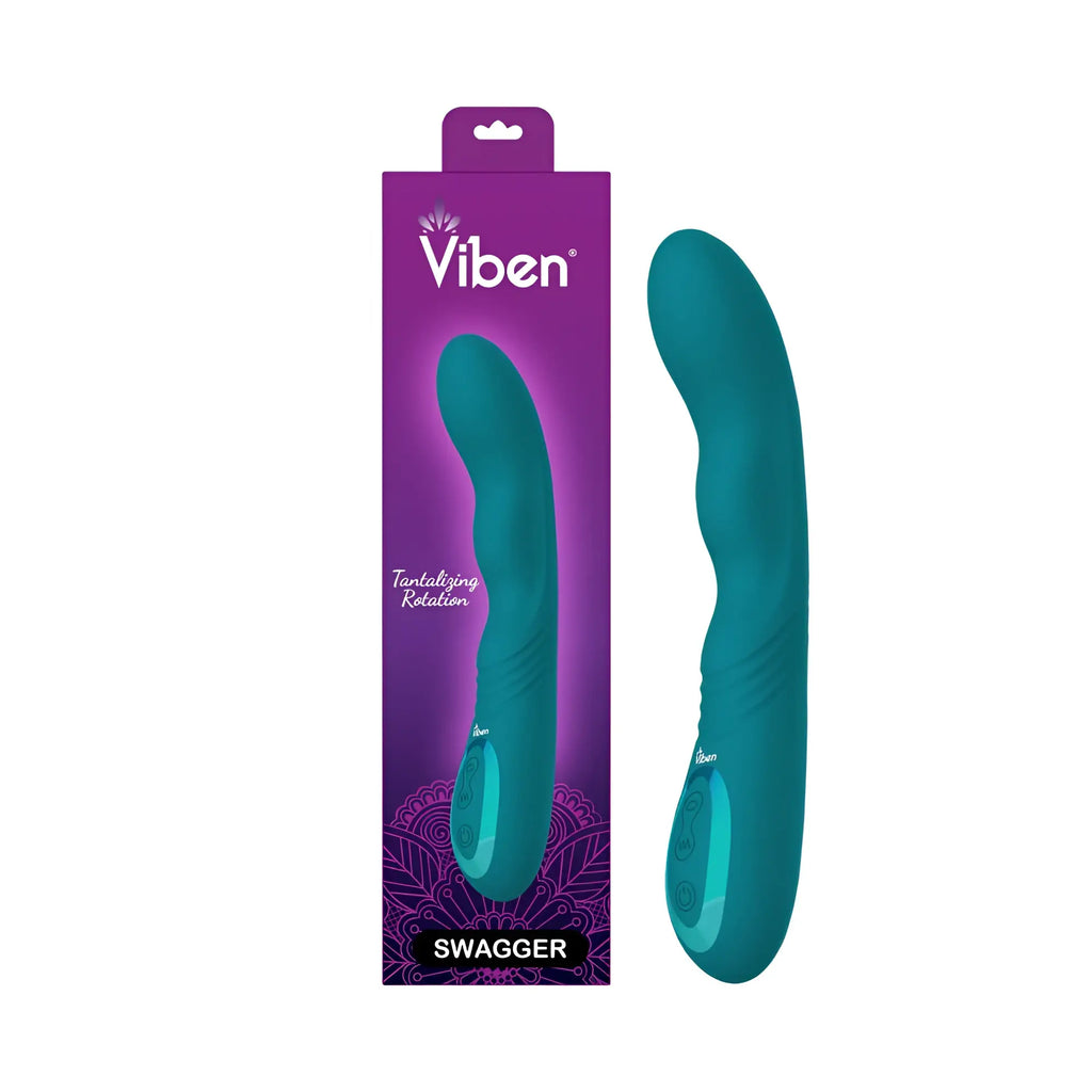 Teal vibratory toy viben swagger ocean with smooth curved design and textured grip for comfortable use