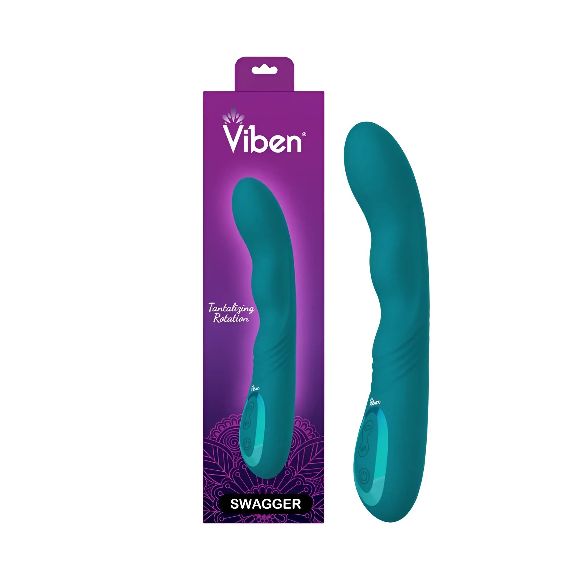 Teal vibratory toy viben swagger ocean with smooth curved design and textured grip for comfortable use