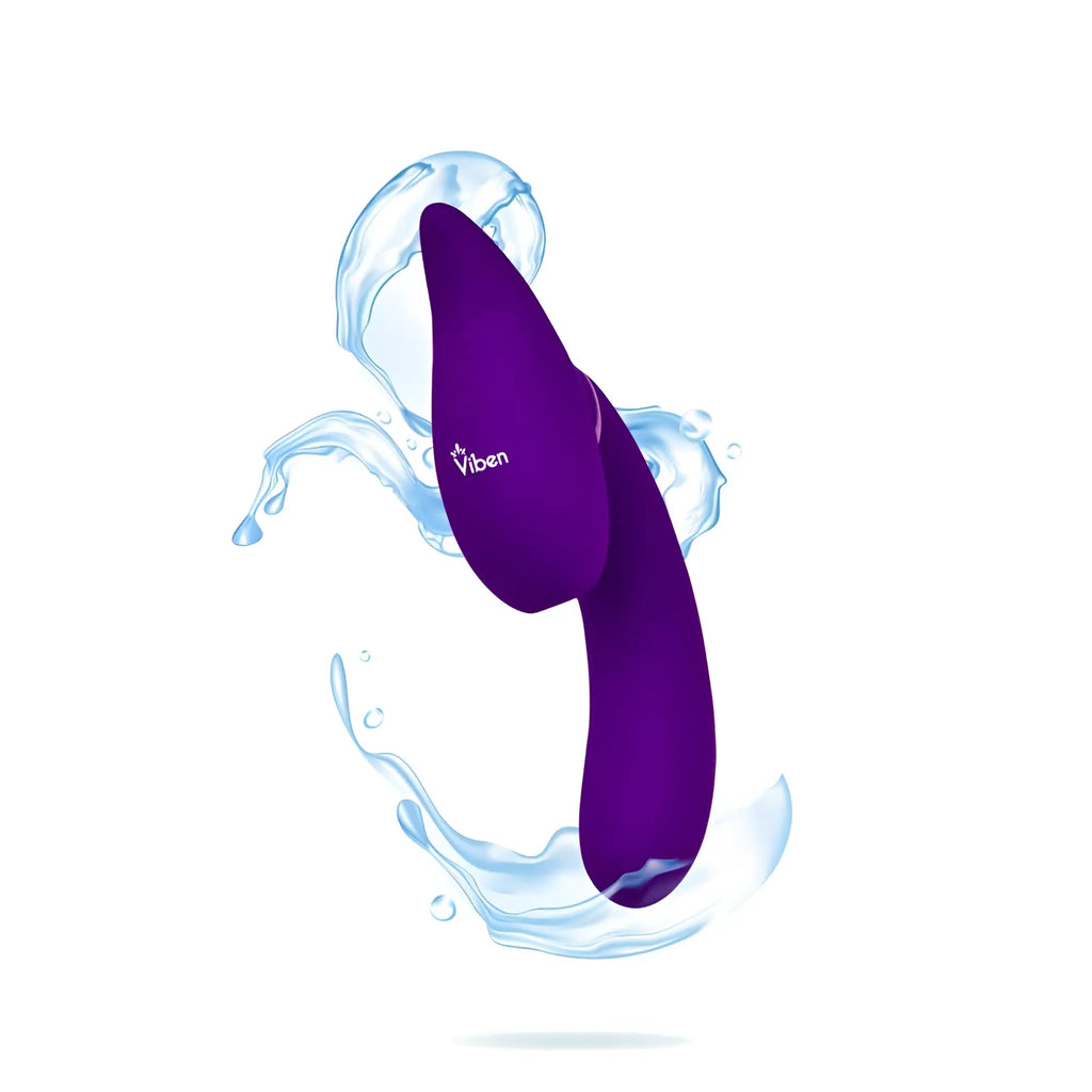 Purple viben waterproof vibrator with sleek smooth surface ergonomic design 21 mode swivel suction head triple motor