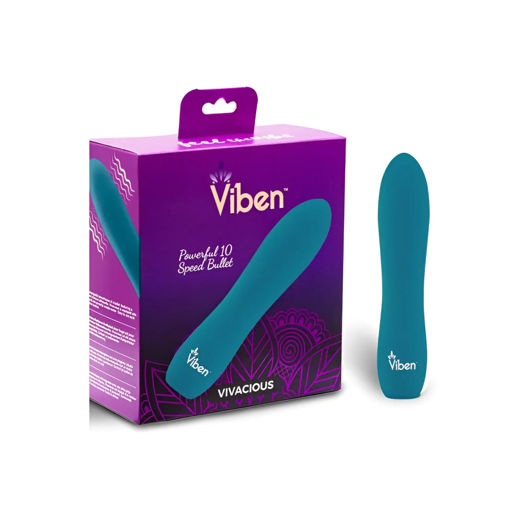 Teal rechargeable viben vivacious rumble motor bullet vibrator with smooth ergonomic matte finish for discreet use