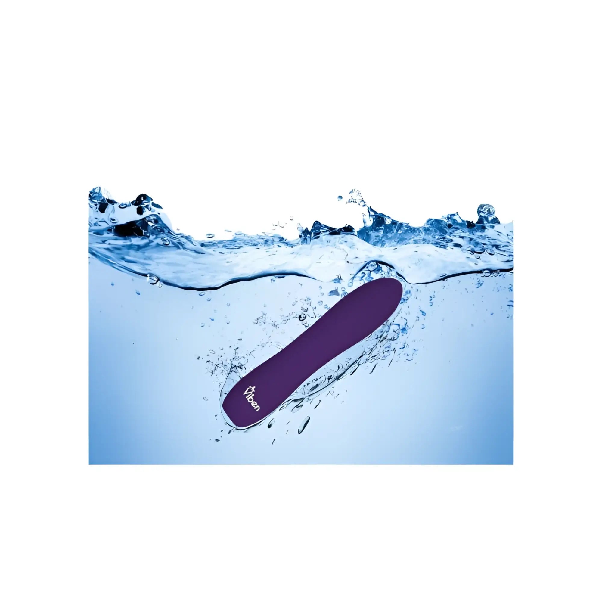 Purple silicone rechargeable vibrational bullet with vibe branding from viben vivacious rumble motor collection