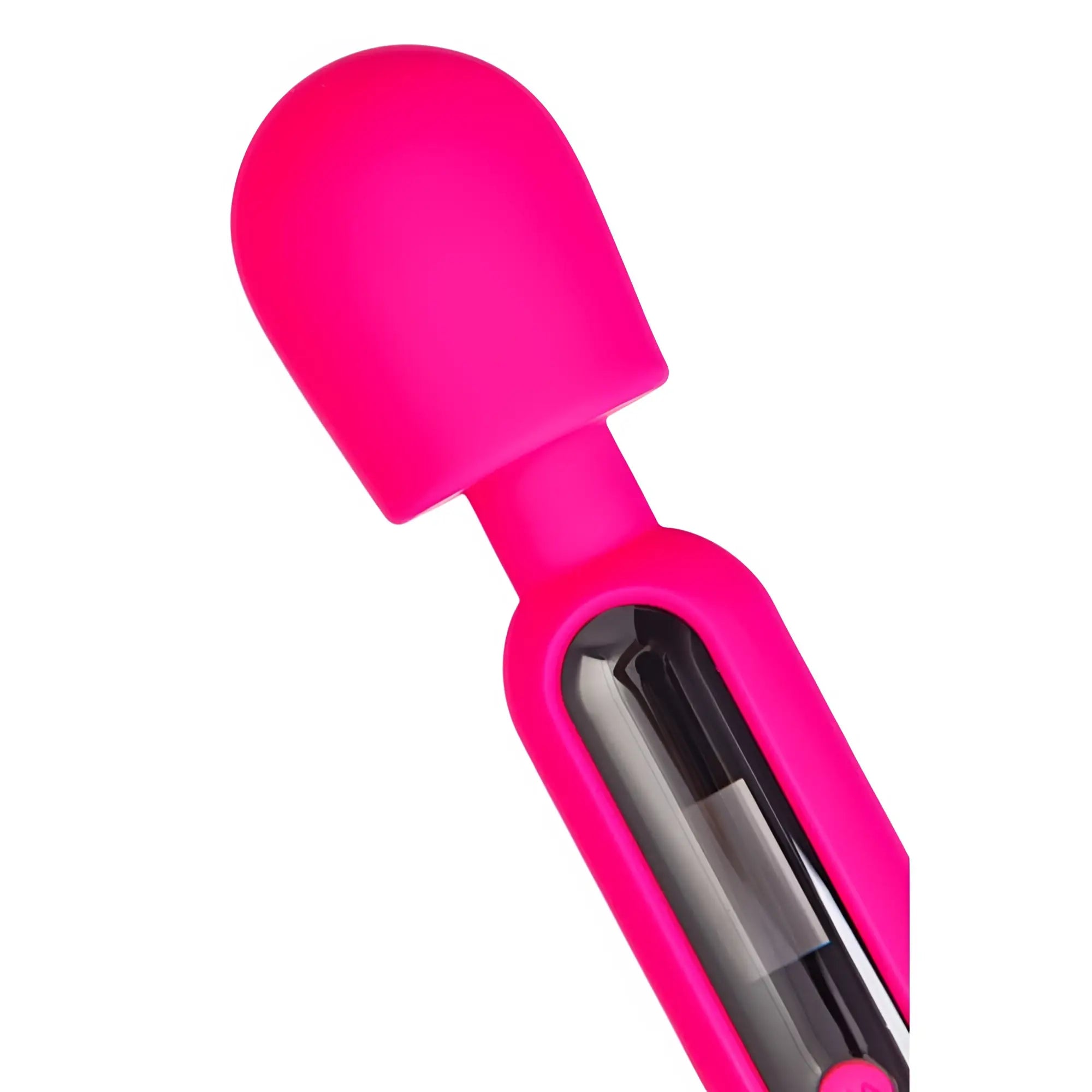 Vibrant pink silicone-wrapped eroTEQ eroTeq wand massager with sleek ergonomic design and visible internal metallic components