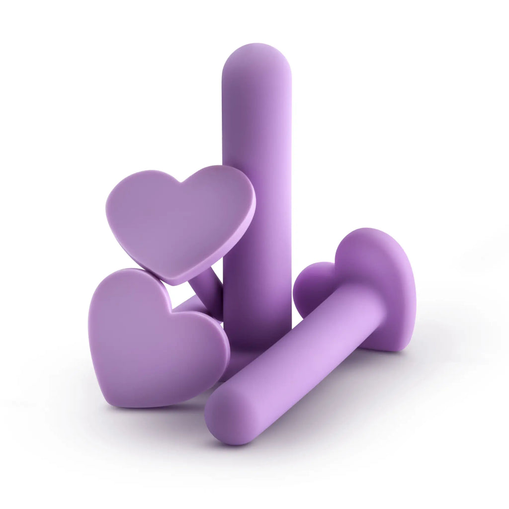 Wellness wellness dilator kit purple silicone heart-shaped and cylindrical body jewelry pieces in purple