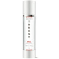 A sleek transparent bottle of wet stuff gel works thrust silicone anal lubricant with silver cap and red accents