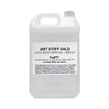 A translucent white plastic jug with handle labeled wet stuff gold water based personal lubricant 5kg